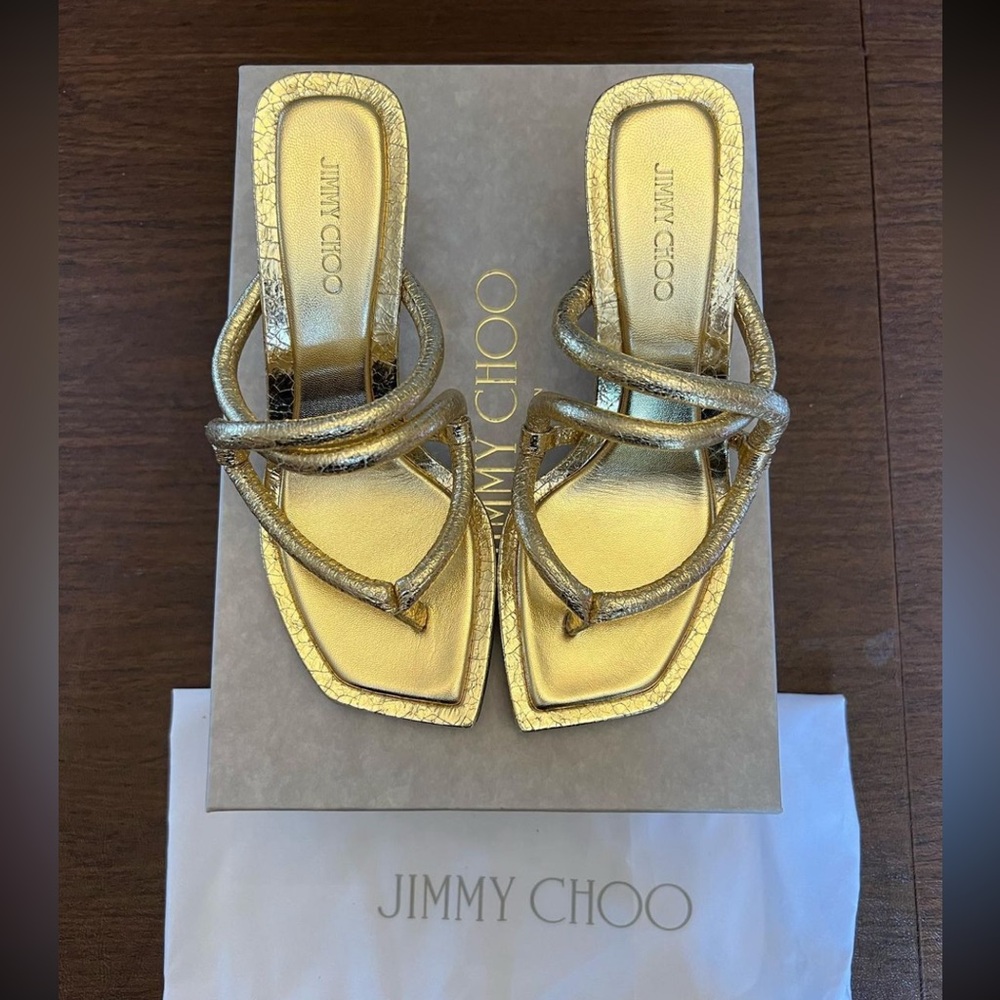 Jimmy Choo Cape Metallic Leather Mules